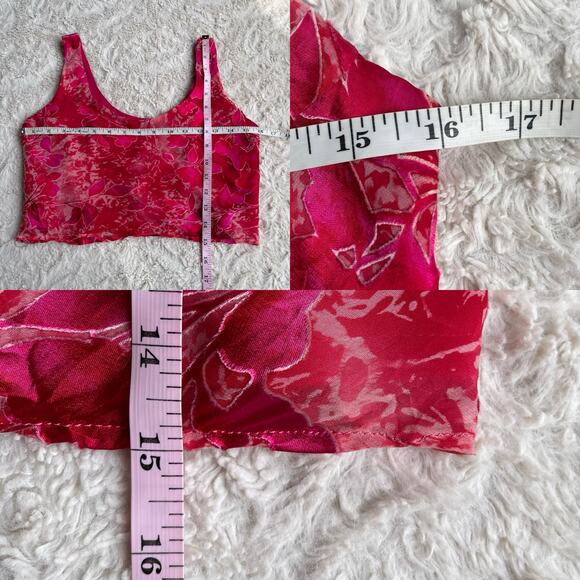 Cache silk floral burnout crop top pink cropped blouse sleeveless vintage Y2K 4 - Picture 5 of 13